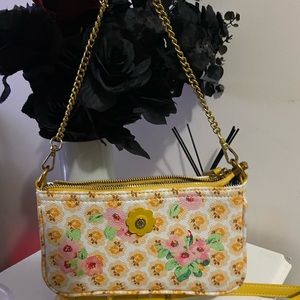 Vintage Style Yellow Floral Leather Purse New without Tag
